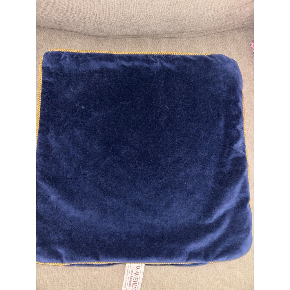 Waverly Royal Blue Cushion Cover With Gold Edging